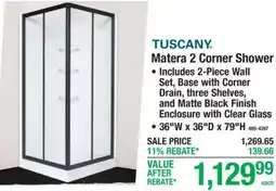 Menards Tuscany matera 2 corner shower offer