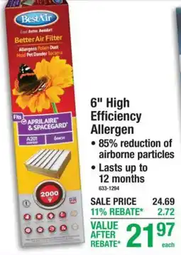 Menards BestAir better air filter offer