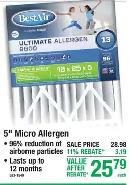 Menards BestAir 5" Micro Allergen offer