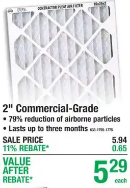 Menards Pro contractor pleat air filter offer
