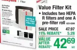 Menards Honeywell value filter kit offer