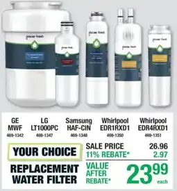 Menards Your choice replacement water filter offer