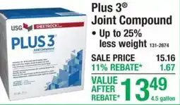 Menards UsG sheetrock plus 3 joint compound offer