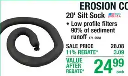 Menards Erosion Control 20' Silt Sock offer