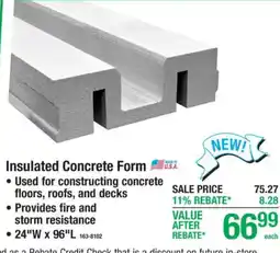 Menards Insulated Concrete Form offer