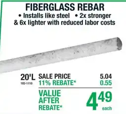 Menards Fiberglass rebar offer