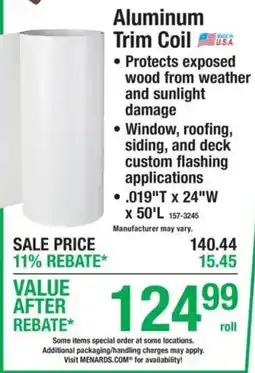 Menards Aluminum Trim Coil offer