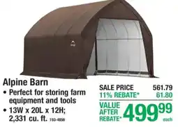 Menards Alpine Barn offer