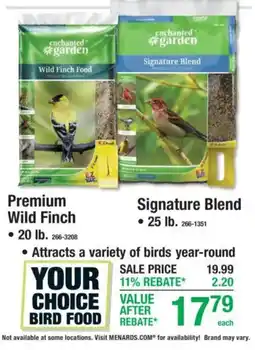 Menards Enchanted Garden Your Choice Bird Food offer