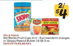 Winn Dixie Del Monte Fruit Cups or Skippy Peanut Butter offer