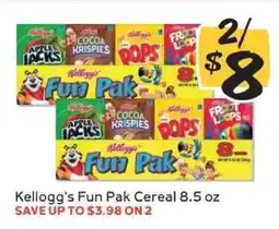 Winn Dixie Kellogg's Fun Pak Cereal offer
