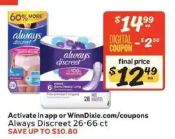 Winn Dixie Always Discreet offer