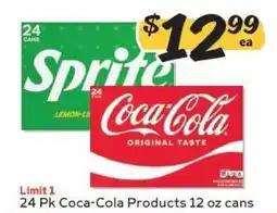 Winn Dixie 24 Pk Coca-Cola Products 12 oz cans offer