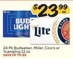 Winn Dixie 24 Pk Budweiser, Miller, Coors or Yuengling offer