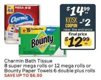 Winn Dixie Charmin Bath Tissue or Bounty Paper Towels offer