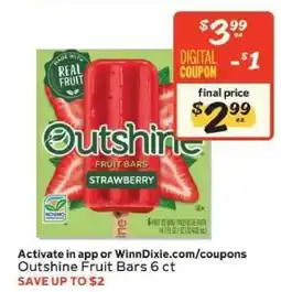 Winn Dixie Outshine Fruit Bars 6 ct offer