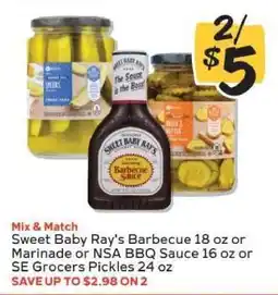 Winn Dixie Sweet Baby Ray's Barbecue or Marinade or NSA BBQ Sauce or SE Grocers Pickles offer