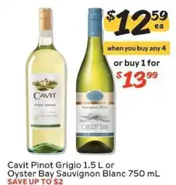 Winn Dixie Cavit Pinot Grigio 1.5 L or Oyster Bay Sauvignon Blanc 750 mL offer