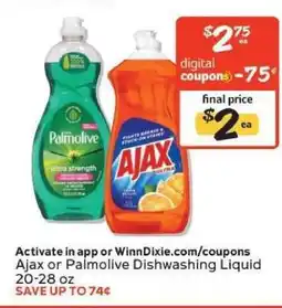 Winn Dixie Ajax or Palmolive Dishwashing Liquid offer