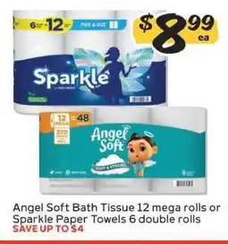 Winn Dixie Angel Soft Bath Tissue or Sparkle Paper Towels offer