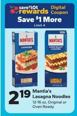 Save a Lot Mantia's Lasagna Noodles offer
