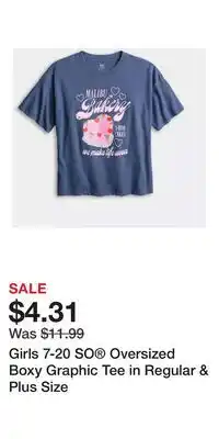 Kohl's Girls 7-20 SO Oversized Boxy Graphic Tee in Regular & Plus Size offer