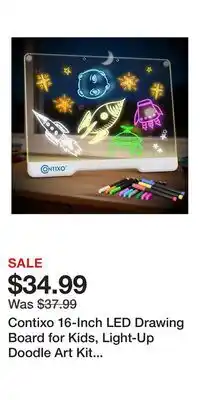 Kohl's Contixo 16-Inch LED Drawing Board for Kids, Light-Up Doodle Art Kit with 12 Markers, 10 Color Modes offer