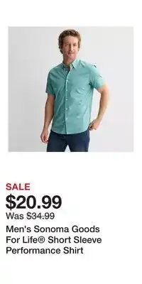 Kohl's Men's Sonoma Goods For Life Short Sleeve Performance Shirt offer