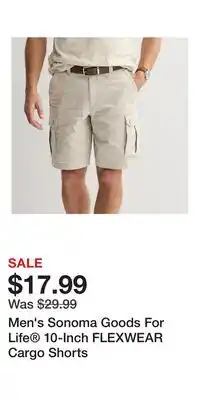 Kohl's Men's Sonoma Goods For Life 10-Inch FLEXWEAR Cargo Shorts offer