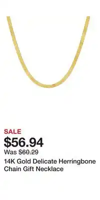 Kohl's 14K Gold Delicate Herringbone Chain Gift Necklace offer