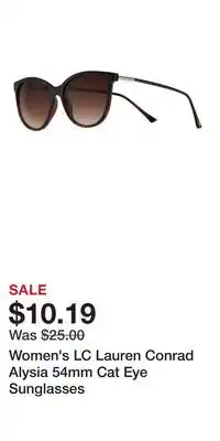 Kohl's Women's LC Lauren Conrad Alysia 54mm Cat Eye Sunglasses offer