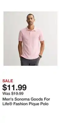 Kohl's Men's Sonoma Goods For Life Fashion Pique Polo offer