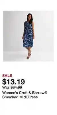 Kohl's Women's Croft & Barrow Smocked Midi Dress offer