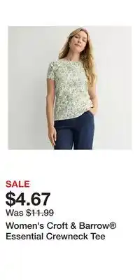 Kohl's Women's Croft & Barrow Essential Crewneck Tee offer