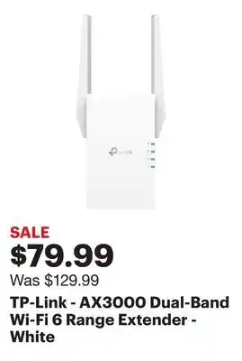 Best Buy TP-Link - AX3000 Dual-Band Wi-Fi 6 Range Extender - White offer