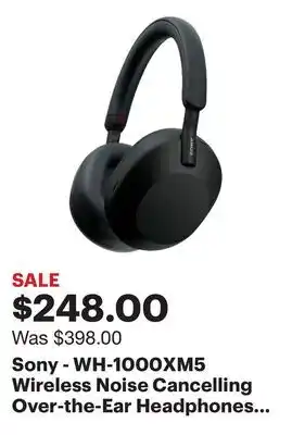 Best Buy Sony - WH-1000XM5 Wireless Noise Cancelling Over-the-Ear Headphones - Black offer