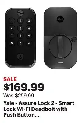 Best Buy Yale - Assure Lock 2 - Smart Lock Wi-Fi Deadbolt with Push Button Keypad | Key Access - Black Suede offer