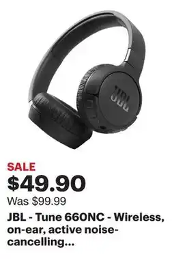 Best Buy JBL - Tune 660NC - Wireless, on-ear, active noise-cancelling headphones - Black offer