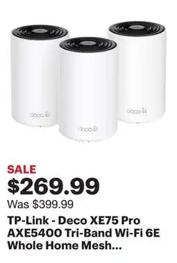 Best Buy TP-Link - Deco XE75 Pro AXE5400 Tri-Band Wi-Fi 6E Whole Home Mesh System (3-Pack) - White offer