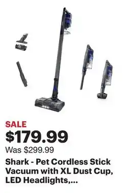 Best Buy Shark - Pet Cordless Stick Vacuum with XL Dust Cup, LED Headlights, Up to 40 min Runtime - Blue Iris offer