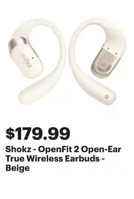 Best Buy Shokz - OpenFit 2 Open-Ear True Wireless Earbuds - Beige offer