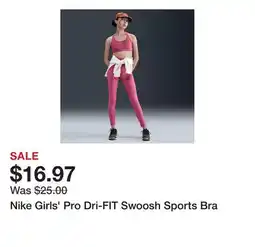 Dick's Sporting Goods Nike Girls' Pro Dri-FIT Swoosh Sports Bra offer
