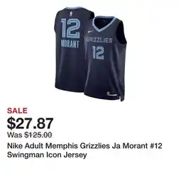 Dick's Sporting Goods Nike Adult Memphis Grizzlies Ja Morant #12 Swingman Icon Jersey offer