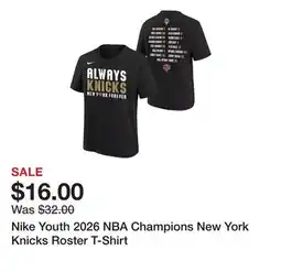 Dick's Sporting Goods Nike Youth 2026 NBA Champions New York Knicks Roster T-Shirt offer