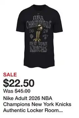 Dick's Sporting Goods Nike Adult 2026 NBA Champions New York Knicks Authentic Locker Room Black T-Shirt offer