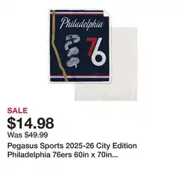 Dick's Sporting Goods Pegasus Sports 2025-26 City Edition Philadelphia 76ers 60in x 70in Sherpa Blanket offer