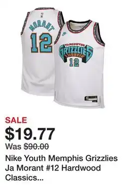 Dick's Sporting Goods Nike Youth Memphis Grizzlies Ja Morant #12 Hardwood Classics Swingman Jersey offer