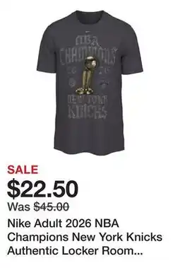 Dick's Sporting Goods Nike Adult 2026 NBA Champions New York Knicks Authentic Locker Room T-Shirt offer
