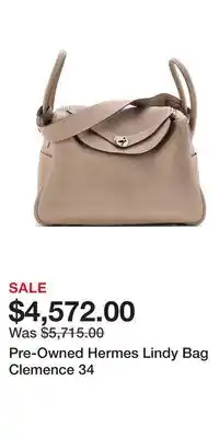 Nordstrom Pre-Owned Hermes Lindy Bag Clemence 34 offer