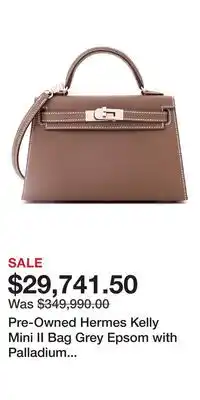 Nordstrom Pre-Owned Hermes Kelly Mini II Bag Grey Epsom with Palladium Hardware 20 offer